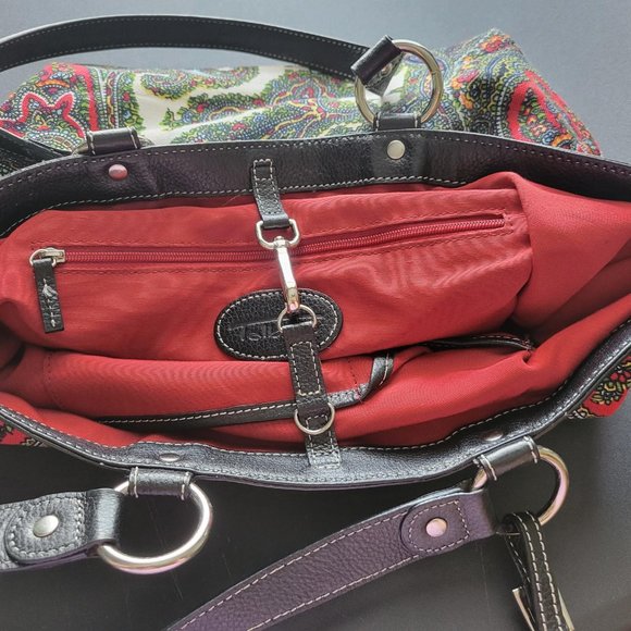 Talbots Large Paisley Tapestry Handbag Purse with Clip Closure Inside Pockets - Picture 5 of 5